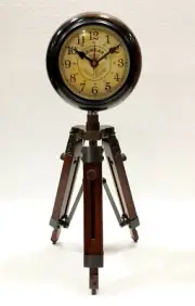 Nautical Antique Wooden Tripod Clock Nautical Home & Office Decor Table Clock