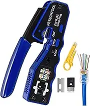RJ45 Crimp Tool Pass Through Crimper Cutter for Cat6a Cat6 Cat5 Cat5e 8P8C Modular Connector Ethernet Crimper Tool
