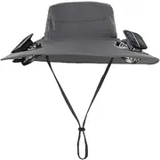 [XAUCY] Wide Brim Solar Fan Hat Sun Protection with Dual OwerAdjustable Outdoor Beach Fishing Hat for Men Women (Solar USB)