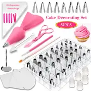83x Cake Decorating Kit Turntable Rotating Baking Flower Icing Piping Nozzles