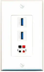 3 Port 1 Gang Jack Face Cover Cable Plastic SPEAKER 2 USB-3 Wall Plate
