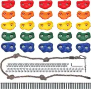 Rock Wall Stones Kit with 8 FOOT ROPE Jungle Gym 25 Colorful Climbing Holds Set