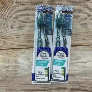 GuruNanda Everyday Clean 2 Pk Toothbrushes with Tongue Cleaner & Brush Caps