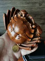 小葉黃楊木雕~超級大螃蟹，大尺寸14X9厘米，超級漂亮超級逼