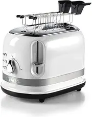 [Ariete] 149/01 Modern 2 Slice Toaster with Tongs, Automatic Eject, Crumb Drawer, Defrost and Heating Function, 6 Browning Levels, 800 W, White