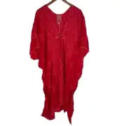 NWT Johnny Was Sea Georgia Floral Embroidered Wrap Kimono Raspberry Red One Size