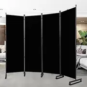 Room Divider Portable 88'' Partition Room Dividers and Folding Privacy Screens 4 Panel Wall Divider for Room Separation, Freestanding Fabric Room Divider Panel with Wheels for Home Office Hospital