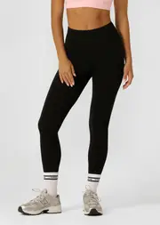 [Lorna Jane] Irresistible Rib Full Length Leggings in Black, Size - Small S Black