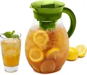 Primula The Big Iced Tea Maker Tritan Plastic Infusion Beverage Pitcher with Leak Proof, Airtight Lid, Fine Mesh Resuable Filter, Manufactured Without PFOA, Dishwasher Safe, 1-Gallon, Green