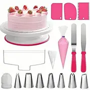 Jindizi 35pcs Cake Decorating Supplies with Cake Turntable,Icing Tips, Cake Decorating Kit,Modeling Tools,Icing Smoothers, Pastry Bags and Other Cake Decorating Accessories for Beginners.