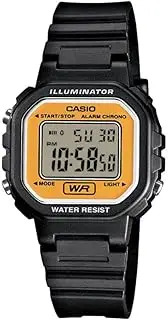 [Casio] Women's Led Water Resistant Standard Digital Watch, Gold Trim Dial, Black Band