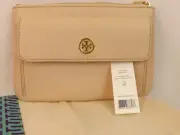 NWT TORY BURCH ROBINSON SAFFIANO SAHARA LEATHER REVA POUCH CLUTCH ZIP WALLET