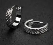 Stylish Gift For Husband Solid Metal Hoop Earring 14k White Gold Plated Silver