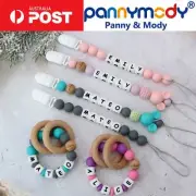 Personalised Dummy Clip Soother Chain Teether Rattle with Name