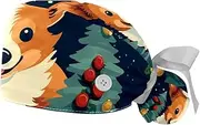 [YTYVAGT] 2-Pc,Gourd-Shaped Working Cap,Fisherman Hat with Buttons and Cotton Sweatband,Dog Hat with Christmas