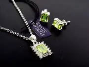 STERLING SILVER PERIDOT PENDANT & EARRING SET