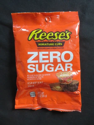 (1) Bag Reese's Zero Sugar Miniature Peanut Butter Cups Aspartame Free 3 Oz !