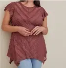Torrid Women’s Lace Babydoll Top Sharkbite Hem Blouse Size 5X Stretch Mauve New