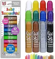 The Pencil Grip Kwik Stix METALIX Solid Tempera Paint, Super Quick Drying, 12 Pack (TPG-614)