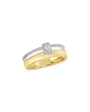 Bloomingdale's Fine Collection Diamond Baguette & Round Double Band Engagement Ring in 14K White & Yellow Gold, 0.10 ct. t. w.