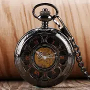 Vintage Skeleton Hand Wind Mechanical Pocket Watch Roman Numerals Dial Hollow