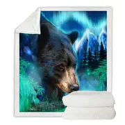 Nature Art Northern Lights Black Bear Throw Blanket