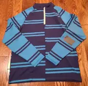 G/Fore Men's Medium 1/4 Zip Blue Striped Long Sleeve Golf Pullover Jacket NWT