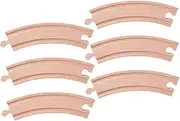 JOINPAYA 6pcs Boys and Girls Wooden Train Track Accessories Assemble Blocks for Creative Play Curved Track Hand-Eye Coordination and Motor Skills for Boys and Girls