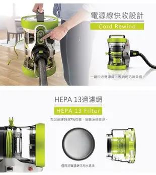 【花蓮源利】 美國 HOOVER HC-AR-TWA 多方位圓筒吸塵器 (免集塵袋) 吸塵器 AR01