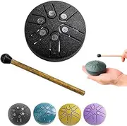 Mini Rain Drum for Outside,Handpan Drum steel tongue drum,Rain Drum Instrument for Outside, Steel Tongue Drum Rain Chime Waterproof for Entertainment Meditation Yoga Zen Gifts (Black)