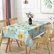 70x90inches Daisy Floral Tablecloth Spring Summer Fabric Flower Table Cloth Waterproof and Stain Resistant Seasonal Table Cover for Home Kitchen Dinner Party Patio Picnic Indoor Outdoor Use