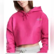 NWT Champion Reverse Weave Cropped Cutoff Hoodie Sweatshirt Pink (part of set L