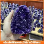 Big Natural Amethyst Cluster Cut Base Specimen Quartz Crystal Geode Mineral Gift