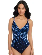 [Magicsuit] Indio Saki Knot Front One-Piece Shaping Swimsuit in Blue Multi