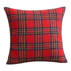 Christmas Pillowcase Geometric Plaid Print Set Frosted Hair Surface Cushion