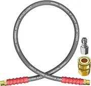 Pressure Washer Whip Hose, 4FT, 3/8'' Hose Reel Connector with 3/8'' Quick Connect Adapter Set, Steel-Braided, 4800 PSI