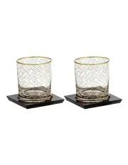 [TEMPA] Winston Whisky Glass and Coaster Set 2 Pack in Clear