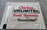 Vintage CHICKEN UNLIMITED Family Restaurants TOWEL WET towelette, unopened