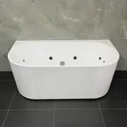 1500-1700*750mm Broadway Mallorca Fluted 10 Jets Matt White/Gloss White/Matt Black Back To Wall Spa Bathtub