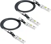 10Gtek ## [2-Pack] 10G SFP+ DAC Cable - 10GBASE-CU Passive Direct Attach Copper Twinax SFP Cable for Cisco SFP-H10GB-CU0.5M, Meraki MA-CBL-TA-0.5M, Fortinet, Ubiquiti UniFi, D-Link, 0.5-Meter(1.6ft)