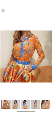 New Guess Marciano Dandy Chain link Floral Blouse M