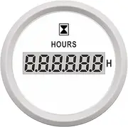 52mm Digital Hour Meters 9-32VDC LCD Waterproof Clock Gauges Time Gauges for Auto Boat Red Backlight Automotive Voltmeter(WW)