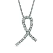 0.13 CT. T.W. Natural Diamond Awareness Ribbon Pendant in Sterling Silver