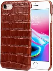 nincyee Genuine Leather Case for iPhone 8 and iPhone SE,Classic Crocodile Pattern Real Premium Leather Back Case Cover for iPhone 8/iPhone 7/iPhone SE