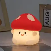 Rytinazzz Mushroom Night Light, Cute LED Squishy Night Lamp, 2 Levels Dimmable, Rechargeable, Timer, White Silicone