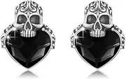 PARYFO Totenkopf Ohrringe 925 Sterling Silber Goth Schädel Ohrringe Blau/Rot/Rosa/Grün/Weiß Kristall Hängeohrringe Halloween Schmuck Geschenke für Frauen Männer Mädchen