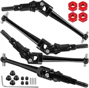 Steel Drive Shaft Axles Upgrades Part for 1/16 H16 16207 16208 16209 16210,RC Front & Rear 4PCS Driveshafts CVD w/Hex Hops Up,Red