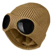 Men Women Chunky Beanie Hat Winter Warm Knitted Skull Cap Khaki