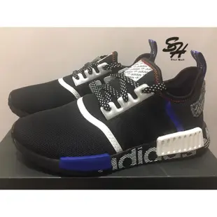 ADIDAS NMD R1 黑藍 滿版 LOGO FV5215