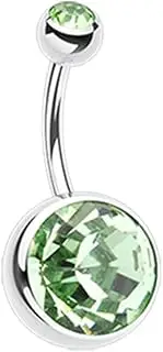 [Pierced Owl] 14GA 316L Stainless Steel Giant Sparkling Crystal Belly Button Ring